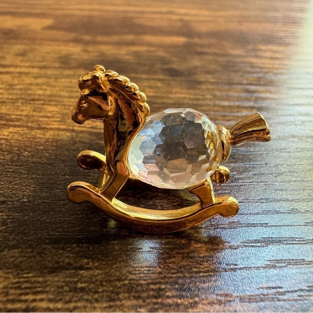 VTG Lencia Austria Star Collection Swarovski Crystal Gold Plated‎ Rocking Horse